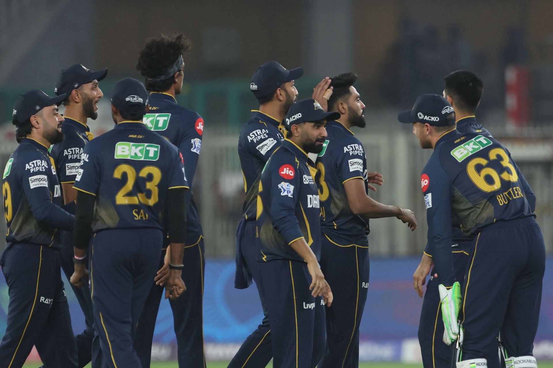 Mohammed Siraj and the Gujarat Titans are celebrating the fall of a wicket - Source: Getty